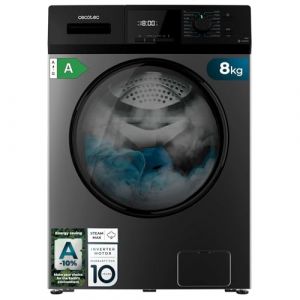 Cecotec Lave-Linge 8Kg Chargement Frontal Bolero Dresscode 8410 Inverter Steel A. 1900W, 1400 rpm Réglable, 16 Programmes, Faible Consommation d'Énergie, Vapeur, Stérilisation du Linge (Cecotec, neuf)
