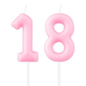 Bougies d'anniversaire num&eacute;rot&eacute;es en forme de macaron, Bougies d'anniversaire rose pastel pour 18 ans, Bougie rose en forme de macaron num&eacute;ro 18 pour g&acirc;teau, Bougies en forme de macaron pour g&acirc;teau (i-Sure, neuf)