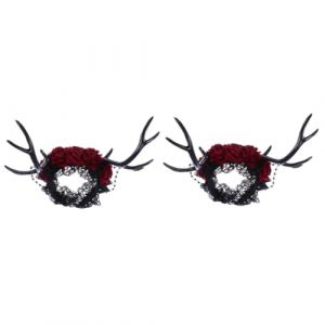 Healeved 2 Pi&egrave;ces gros bandeau en bois de cerf Bandeau de bois chouchous cheveux de renne cheveux coiffe de de renne de no&euml;l cerceau de de no&euml;l (Accompany JY, neuf)