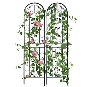 UNHO Treillis Plante Grimpante Extérieur: Grande Support pour Fleurs Grimpantes Lot de 2 Treillage de Jardin en Fer Forgé pour Rosiers Jasmin Décoratif Métal - 210x50 cm Noir (UNHO, neuf)