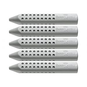 Faber-Castell 187100 - Grip 2001 - Lot de 5 gommes triangulaires - Gris (Astra FR, neuf)