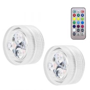 SEMINISMAR Lumière submersible de LED,2PCS Mini Lumières LED Submersible,Mini Led Lampe Aquarium,Lampe sous-Marines Étanche RGB Multicolore avec 1 Télécommandes (QANEASS, neuf)