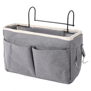 CGTQROVR Organisateur de Rangement de Chevet capacité Coton et Lin Caddy au Chevet avec Poches et Crochets Sac Rangement Suspendu pour Les têtes lit/lit superposé (obinfawuyao, neuf)