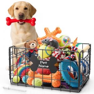Tivray Panier &agrave; Jouets pour Chiens, Bo&icirc;te de Rangement M&eacute;tallique R&eacute;sistante aux Morsures avec Poign&eacute;es, Organisateur Pliable et Portable pour Jouets et Accessoires de Chiens, 15,8"&times;11,8"&times;11,8" (Showmore EU, neuf)