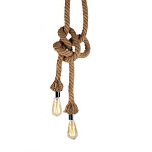 Mengjay Double t&ecirc;te de corde chanvre douille vintage R&eacute;tro Lampe Suspension en Corde lampe industrielle pour Restaurant Bar Cafe d&eacute;coration int&eacute;rieure (sans ampoule)500cm (Mengjay, neuf)