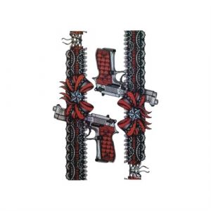 2 Pcs Jambe Tatouage Temporaire for Femmes Gros Nœud Papillon Avec Dentelle Pistolet Noir Rouge Autocollant De Tatouage Imperméable Nouveaux Autocollants De Tatouage Temporaire for Femmes(B) (FJJBMSSCED-US, neuf)