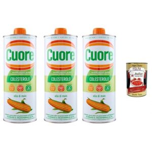 Italian Gourmet Olio Cuore Lot 3&times;1L Huile de Ma&iuml;s pour Cuisine & Friture &ndash; Go&ucirc;t Doux, Riche en Om&eacute;ga 6, Id&eacute;ale Cuisson Haute Temp&eacute;rature & Salades + Italian Gourmet Polpa 400 g (Italiaen Gourmet UK Ltd, neuf)