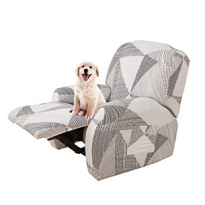 Lydevo Housse de Fauteuil inclinable Extensible Housse de Chaise inclinable Protection inclinable Lot de 4 avec Poches lat&eacute;rales Housse de Fauteuil inclinable Lavable antid&eacute;rapante,Ligne Blanche (lydevo, neuf)