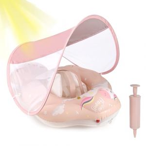 ANSTEN Bouee Bebe, Bou&eacute;e B&eacute;b&eacute; Enfant 3-72 Mois Bouee Bebe 1 an 6 Mois Bouee Siege Bebe Piscine Float Rose avec Auvent (ZXTREE EU, neuf)
