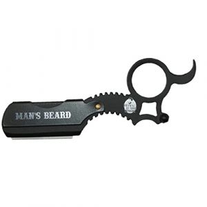 Man's beard - Mini Rasoir Barbe en acier noir - Rasage traditionnel &ndash; Facile d&rsquo;utilisation - Professionnel Manuel de Barbier - Haut de Gamme - Small Blade (COIFFURE FRANCE TOULOUSE, neuf)