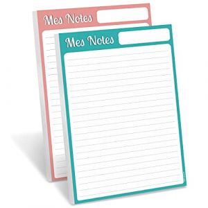 WHINAT To Do List, Bloc note, Shopping list, Memo MES NOTES - Carnet de 60 pages d&eacute;tachables pour liste de courses/menu de la semaine pour organiser toutes vos id&eacute;es au quotidien - Pack de 2 blocs (WHINAT, neuf)