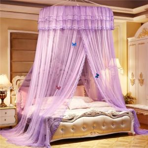 ENEN Bord de Dentelle Ciel de Lit Moustiquaire, Tente de Lit Princesse Moustiquaire de Lit Dome Baldaquin Lit Berceau Auvent de Lit - Ornements Papillon non Inclus (Violet) (EnEn, neuf)