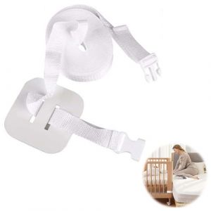Helweet Sangle pour Lit de Bébé, Latéralefixation Lit D'appoint, Sangle pour Lit à Sommier Tapissier, Sangle de Lit Latérale Réglable, Offre Une Protection Plus Forte à Votre Bébé, 8M, Blanc (DONGFENGHOUSE, neuf)