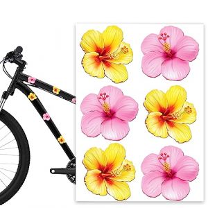 SkinoEu 6 x Stickers Vinyle Hibiscus Jaune Rose Fleur Mur Fenêtre Décoration Salon Maison Porte D 72 Z* (SkinoEu®, neuf)