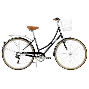 FabricBike Step City Vélo de Ville pour Femme Style hollandais avec dérailleur Shimano Selle Confortable Marche, Noir + Panier, 28'' (FabricBike, neuf)