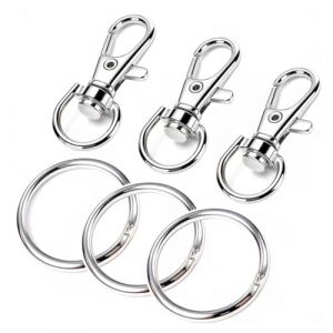 Mousqueton Porte Clef Anneaux, Attache Porte Clé, Fermoir Mousqueton Crochets de Clés Avec Porte-clés, Pivotant Keychain Pivotant en Métal, pour la Fabrication de Clés, L'artisanat (Argent)80 Pièces (GuangYuanHang, neuf)