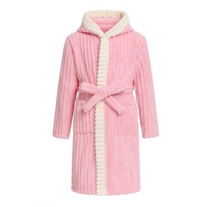 WYTbaby Peignoir de Chambre pour Filles en Polaire &agrave; Capuche Peignoir d'Enfants Chaud et Doux Robe de Bain Pelucheux Unisexe Peignoir d'Enfants pour &acirc;ge de 4 &agrave; 14 ans, rose, 4-6 ans (WYTbaby-EU, neuf)