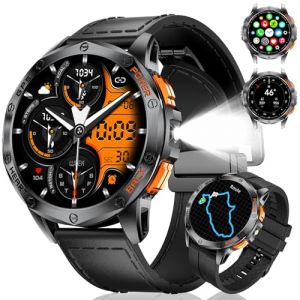 Montre Connect&eacute;e Homme GPS avec Appel, &Eacute;tanche 5ATM Trackers D'activit&eacute; avec Lampe Torche LED, 1,43'' HD AMOLED Smartwatch avec Boussole/Barom&egrave;tre/Altim&egrave;tre, 170+ Modes Sportifs pour iOS Android Noir (ZHICHG SMART, neuf)