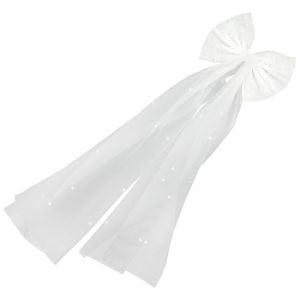 Ipetboom Voile de Mari&eacute;e Court Blanc en Tulle N&oelig;ud Accessoire Cheveux pour Mari&eacute;e Voile &agrave; Dentelle L&eacute;ger Enterrement de Vie de Jeune Fille et C&eacute;r&eacute;monie Nuptiale (KinRoZ, neuf)