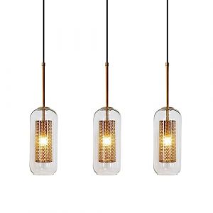 MODEBHD Lumi&egrave;re Claire Suspension en Verre Nordique br&egrave;ve Lampes suspendues raccords en m&eacute;tal plafonnier Tube Corde Lustre r&eacute;glable E14 Base Suspension plafonnier Salon Chevet (Jiazheng stor, neuf)