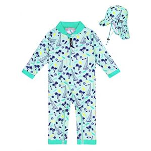 weVSwe Maillot De Bain B&eacute;b&eacute; Enfant UPF 50+ Protection Entrejambe Fermeture &Eacute;clair Manches Longues avec Chapeau De Soleil D'&Eacute;t&eacute; Vert Planche De Surf 18-24 Mois (weVSwe EU, neuf)
