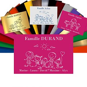 Plaque De Maison Famille Personnalisée Pour Boite Aux Lettres - Plaque Family PVC À Personnaliser - 12x8cm - 24 Motifs Disponibles (Rose) (GRAVURE ET COMPAGNIE, neuf)