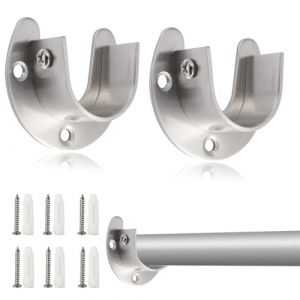 PYEUIFT 2 Pi&egrave;ces Support Tringle Penderie Barre Halter Support pour Armoire ou Dressing Fixation Murale Solide Support Tringle Sans Per&ccedil;age pour Penderie et Organisation Int&eacute;rieure (tulan4820208, neuf)