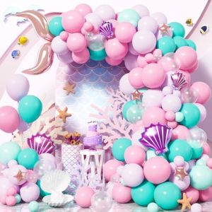 Ballon Sir&egrave;ne Queue Guirlande F&ecirc;te, 108 Pi&egrave;ces OR Rose Violet Bleu Sarcelle Ballons Latex Arche avec Coquillage &Eacute;toile pour D&eacute;corations Filles Enfants Sir&egrave;ne Sous La Mer Th&egrave;me Anniversaire Baby Shower (Daisyhome, neuf)