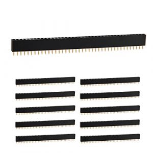 CHANZON en-tête de Broche 40 pin x 10 pièces pin d'en-têtes Femelles Droit Une Seule rangée épingles carrées Plaqué Or Pas de 2,54mm pour PCB, Arduino Gpio, connecteur, Machine, Planche à Pain (Chanzon FR, neuf)