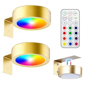 TaimeiMao Lampe Tableau Sans Fil Rechargeable 2 Pi&egrave;ces Appliques LED avec T&eacute;l&eacute;commande 13 Modes d'&eacute;clairage Batterie Spot LED &agrave; Piles Lumiere Vitrine Adhesif pour Placard Biblioth&egrave;que (LUYUXUAN LIMITED, neuf)