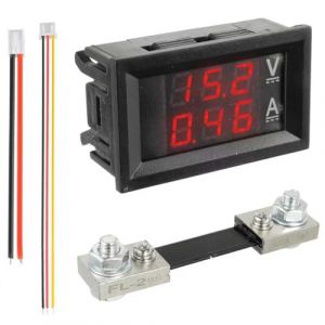 JAMHER 100A DC 0-100 V LED Amp&egrave;rem&egrave;tre Num&eacute;rique Voltm&egrave;tre, D&eacute;tecteur Rouge Tension Panneau Amp&egrave;re pour Amp&eacute;m&egrave;tre Voltm&egrave;tre Gauge Panneau (JAMHER, neuf)