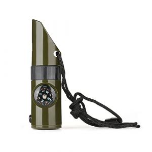 Sifflet d'urgence, avec cordon, Sifflet d'Urgence 7 en 1, Sifflet d'urgence de Survie en Plein Air, avec Cordon, Boussole Thermom&egrave;tre Lampe De Poche Loupe, pour le camping, la randonn&eacute;e, la chasse (TianJinYiChenShangMaoYouXianGongSi, neuf)