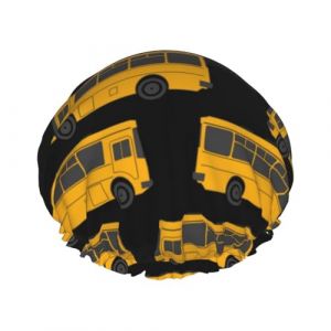 Bonnet de douche réutilisable élé (bus scolaire jaune noir) (HeZhaGou, neuf)