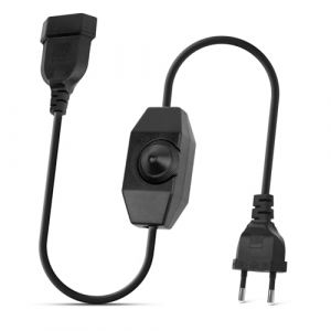 Variateur de Lumiere Rotatif, BRIMETI 2M Interrupteurs et Variateurs d'intensité LED Rotatif 220-240V Rallonge Câble Variateur de Cordon 100W Max, pour Ampoule à Intensité Variable (Noir) (BRIMETI-EU, neuf)