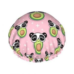 Bonnet de douche pour douche &ndash; Panda Avocat Double Couche R&eacute;utilisable Imperm&eacute;able Grand Bonnet de douche pour femme Bonnet de douche pour cheveux avec doublure en PEVA et corde &eacute;lastique (Vosery, neuf)
