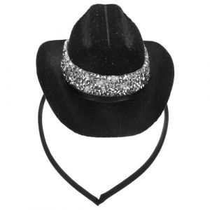 TOYANDONA Mini Serrage-T&ecirc;te Chapeau Haut-de-Forme Noir 135 CM Strass Accessoire de Coiffure pour F&ecirc;te et Carnaval Serrage-T&ecirc;te Bibi &Eacute;l&eacute;gant et L&eacute;ger D&eacute;guisement Femme et Soir&eacute;e &agrave; Th&egrave;me (Y HEART, neuf)