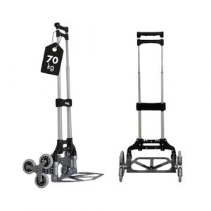 PROREGAL Diable Pliable pour escaliers Elephant | HxLxP 110x45x48cm | Capacité de Charge 70kg | Cadre en Aluminium, poignées ergonomiques, Roues en Caoutchouc TRR | Argent (Procommerce-Group, neuf)