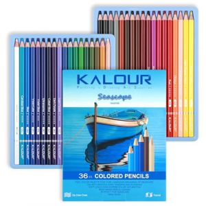 KALOUR PDAS Coffret de 36 Crayons de Couleur &laquo; Blue Seascape &raquo;, Crayons en Bois Pr&ecirc;ts &agrave; l&rsquo;Emploi pour Adultes, Artistes et D&eacute;butants &ndash; Coloriage, Dessin et Croquis (KALOUR pdas, neuf)