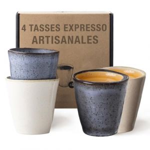 Origeens SET TASSE A CAFE EXPRESSO | Set Tasse Expresso C&eacute;ramique Artisanale du Portugal | Service Tasse &agrave; caf&eacute; 120mL x4 | Coffret cadeau original (Origeens, neuf)