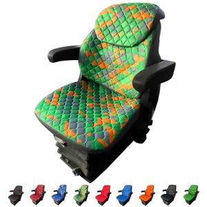 Binbir Trend Lot de 3 housses de si&egrave;ge universelles robustes pour tracteur avec appui-t&ecirc;te, chariot &eacute;l&eacute;vateur (Impertex vert camouflage), yeni-c3t (BinbirTrend06, neuf)