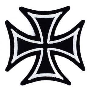 hotrodspirit - Patch Croix de Malte Noir Argent ecusson Rock Roll Biker (rocknrollshop, neuf)