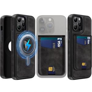 MOBESV 2 in 1 Coque en Cuir pour iPhone 14 Pro avec Portefeuille Support, &Eacute;tui Magn&eacute;tique Compatible avec MagSafe, Housse avec Porte Cartes &Eacute;l&eacute;gant (Noir) (NineFox, neuf)