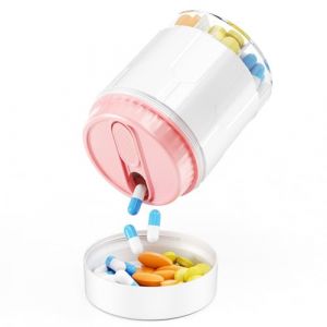 Colorwing Pilulier semainier 7 jours,Semainier Medicament Rond 7 Compartiments,Facile à Ouvrir et à Verser,Pillulier Semainier Matin et Soir Portable pour Vitamines,Médicaments etc (Blanc) (COLOR TAPE, neuf)