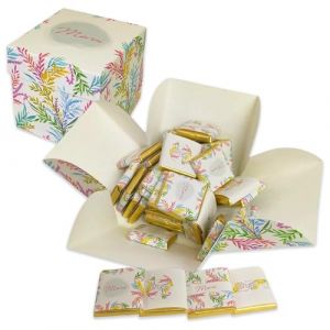 Coffret de Chocolats - Boîte de 40 Carrés de Chocolat à Offrir Pour Dire Merci - Chocolats au Lait et Noir - 100% Pur Beurre de Cacao - Fabriqué en France par Chocolat de Mariage - 200 Gr - Fleurie (Chocolats Personnalisés, neuf)
