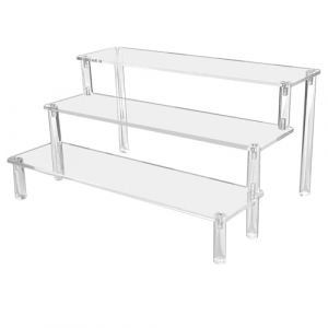 Skythrive Pr&eacute;sentoir Acrylique &agrave; 3 Niveaux, 4mm d'&eacute;paisseur - Pr&eacute;sentoir Transparent pour Figurines, Bijoux, Cupcake, Rouge &agrave; L&egrave;vres, Vernis &agrave; Ongles, &Eacute;pices, 30x21x15cm (EXP-EUR, neuf)