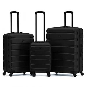 Flight Knight Lot De 3 Moyen Et Grand Valises Rigides Legeres en ABS A 4 Roues Cabine Bagage A Main pour Plus De 60 Compagnies Aeriennes -easyJet, Jet2 Et Taille Max Ryanair (Priority) 55x40x20cm (Prime Brands Group FR, neuf)