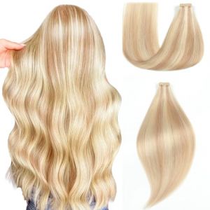 EINbeauty Extension Cheveux Naturel Adhesif 20pcs Extension Adhesive Cheveux Naturel 40cm 40g Blond cendré avec blond décoloré Extension Cheveux Naturel Tape In Hair Extension(16Pouce,P18K/60#) (Fanika Hair, neuf)