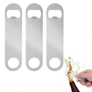 JCUGSBS Ouvre bouteilles de bière, 3 pièces ouvre bouteille plat en acier inoxydable ouvre bouteille de bar ouvre bouteille pour cuisine bar restaurant (Argent) (GuangZhouJieChunMaoYiYouXianGongSi, neuf)