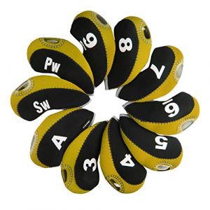 Andux Golf Fer Tête couvertures avec Nombre Tag Lot de 10 Noir/Jaune (Andux Store, neuf)