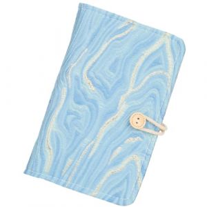 craspire Couverture de Classeur en Tissu A6 Pochette de Livre &agrave; Feuilles Mobiles 6 Anneaux Protecteur de Scrapbooking Bleu Ciel Profond avec Bouton en Bois Tissu Rechargeable Collection de Motifs (CRASPIRE FR, neuf)